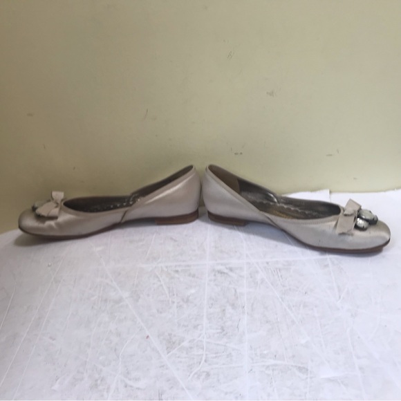 Juicy Couture Vintage Satin Gems Bows Ballerina Ballet Flats Shoe SlipOn Neutral - Picture 6 of 15